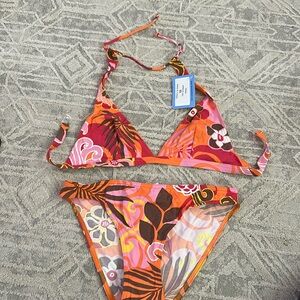 Beautiful orange and pink print bikini by Bananamoon size XS